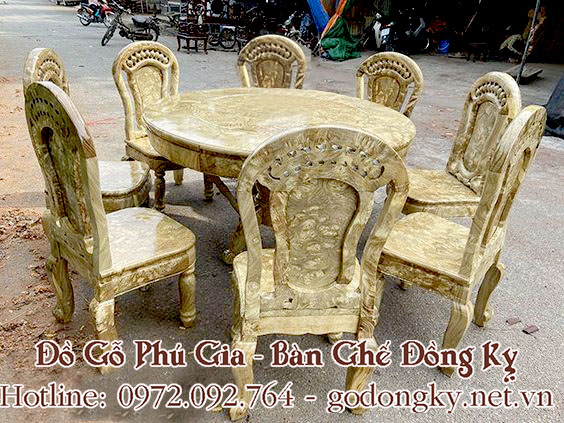 bàn ăn mặt tròn gỗ nu nghiến đẳng cấp